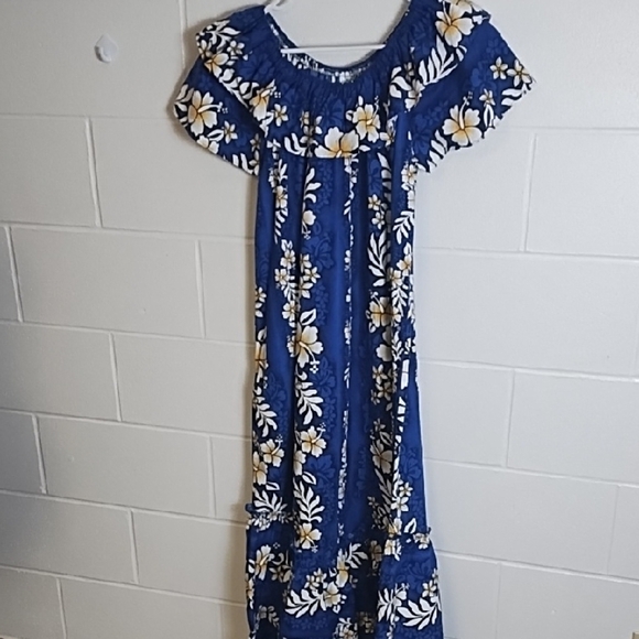 Hawaiian Tropical Floral Tiered Off-or on Shoulder Beachy Sundress Pocket - Picture 10 of 10